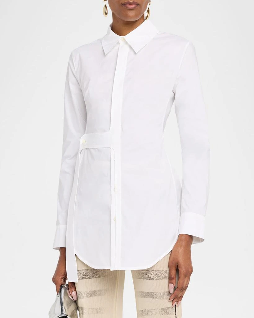 Jean Paul Gaultier Waist-Strap Cotton Button-Down Shirt 4