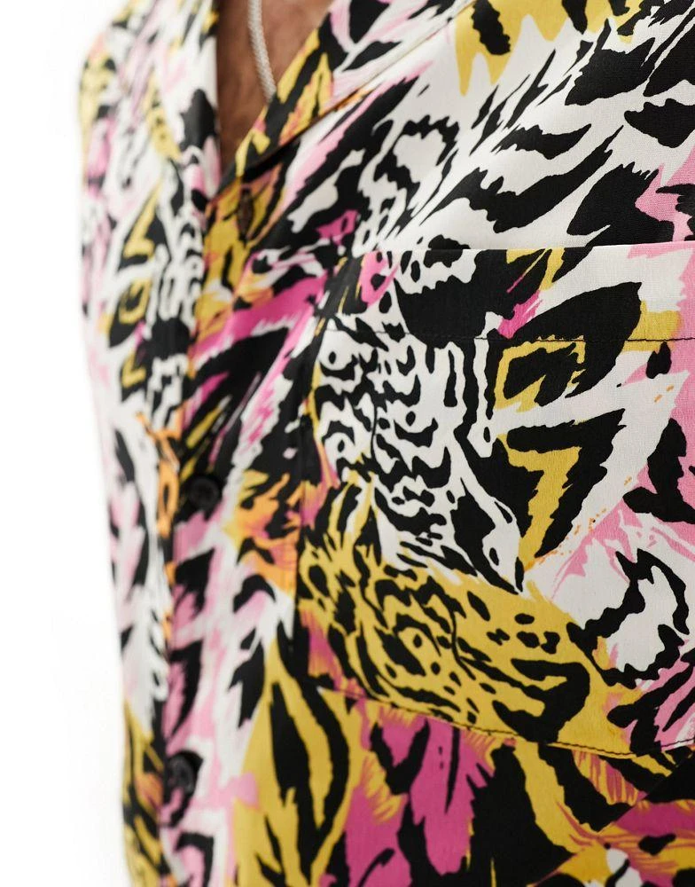 Another Influence Another Influence beach shirt co-ord in abstract feather print 3