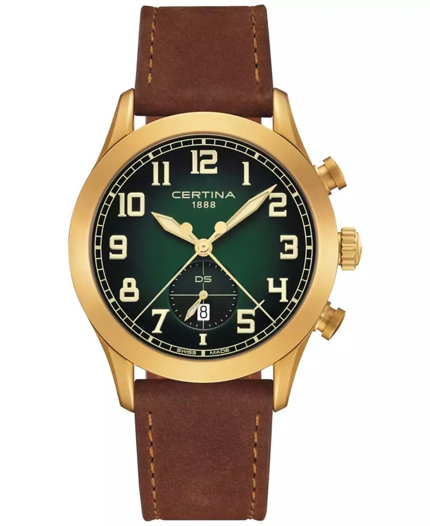 Certina Men's Swiss Chronograph DS Pilot Brown Strap Watch 43mm 1