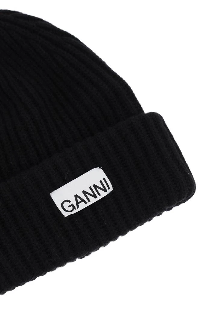 Ganni beanie hat with logo patch 3