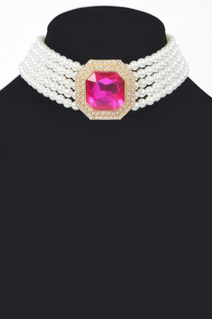 TRUEDAMES Multi Faux Pearl Chain Stone Choker