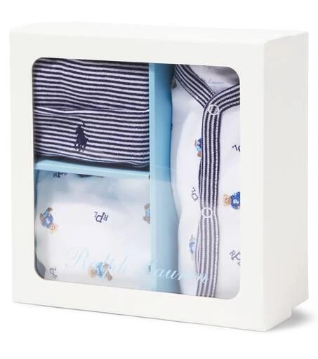Ralph Lauren Baby cotton onesie, bib, and beanie set 5