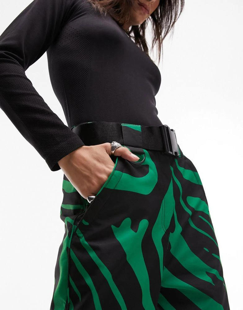 Topshop Topshop Sno straight leg ski trouser in green zebra print 6