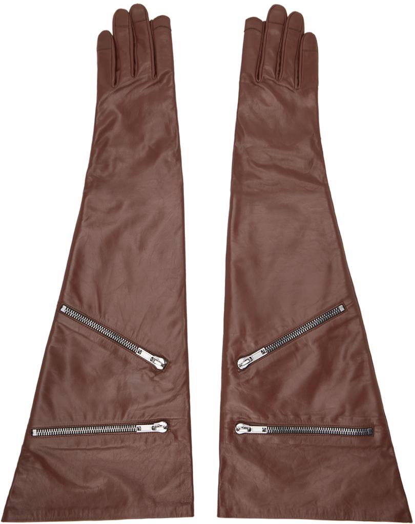 Rick Owens Brown Porterville Gauntlets Gloves