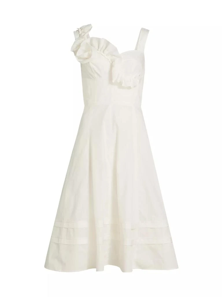Marchesa Rosa Cotton Ruffled Sweetheart Midi-Dress 1