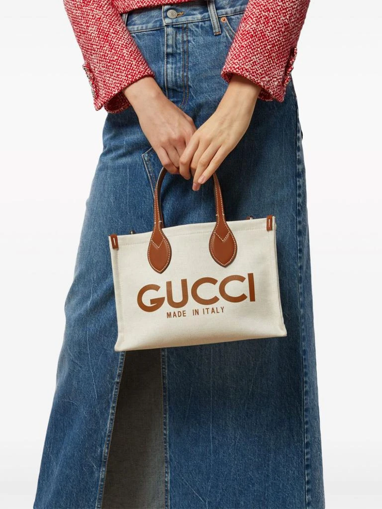 Gucci GUCCI - Linen And Leather Tote Bag 2