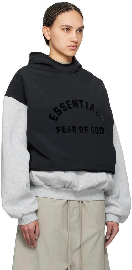 Essentials Gray & Black Bonded Hoodie 2