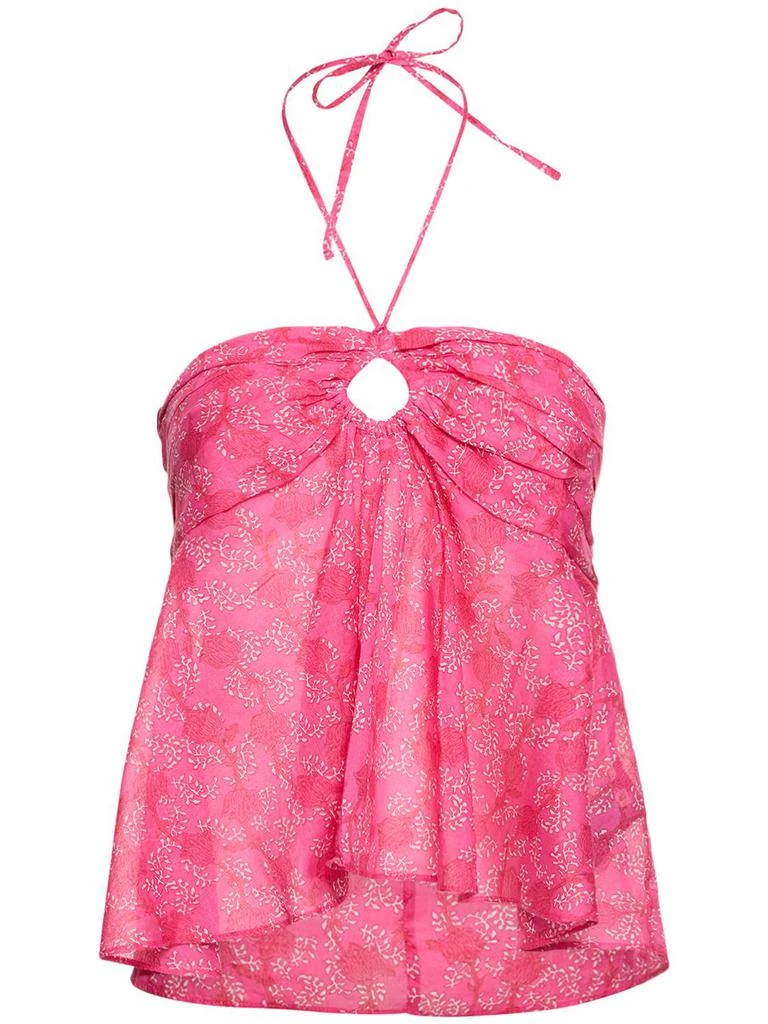 MARANT ETOILE Gabao Floral Print Cotton Top W/ Ruffles 1