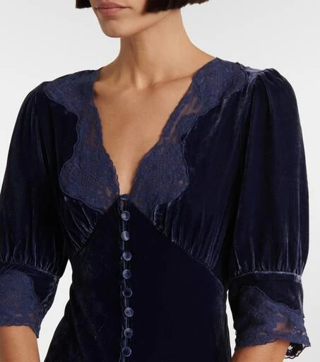 Rixo Simone lace-trimmed velvet maxi dress 4