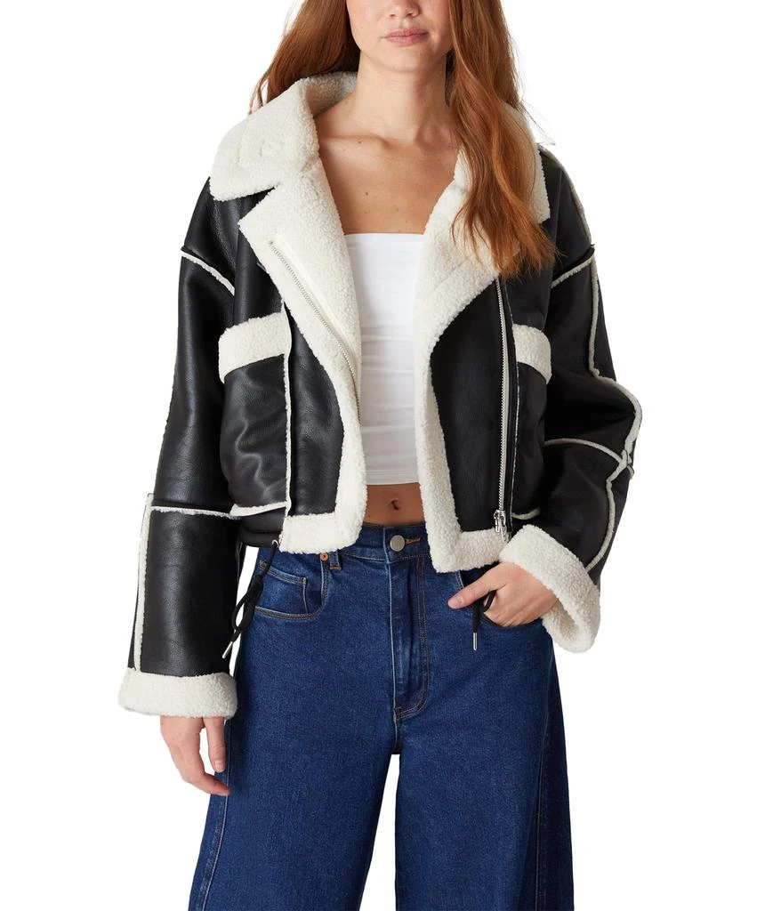 Blank NYC Leather and Sherpa Bonded Moto Jacket 4