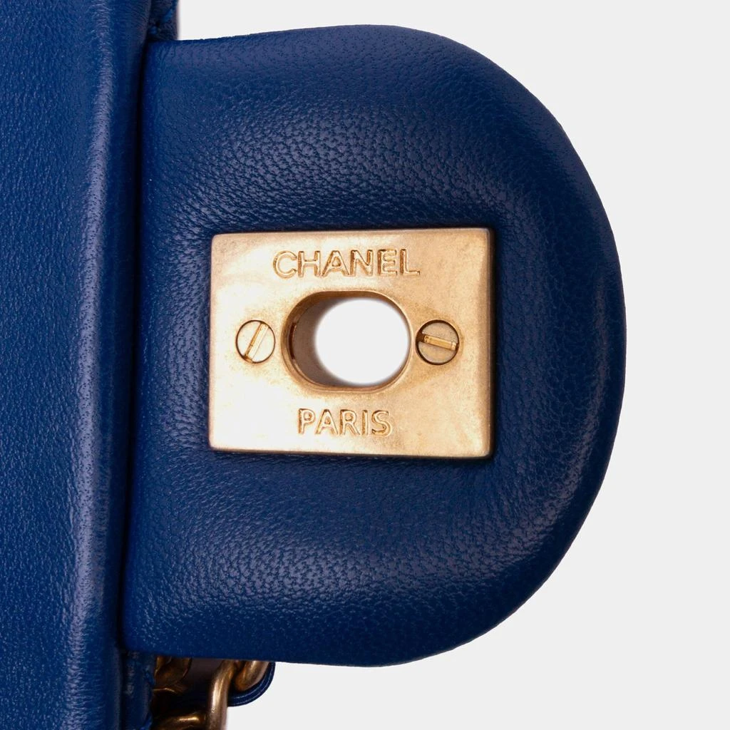 Chanel Chanel Blue Mini Square Classic Lambskin Pearl Crush Single Flap Bag 7