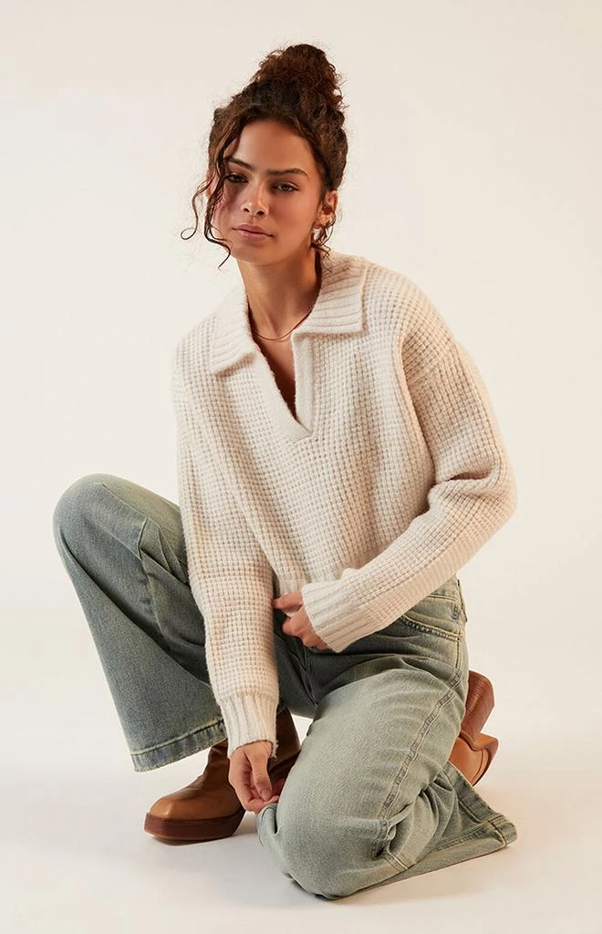 LA Hearts Gabriela Waffle Knit Collared Sweater 4