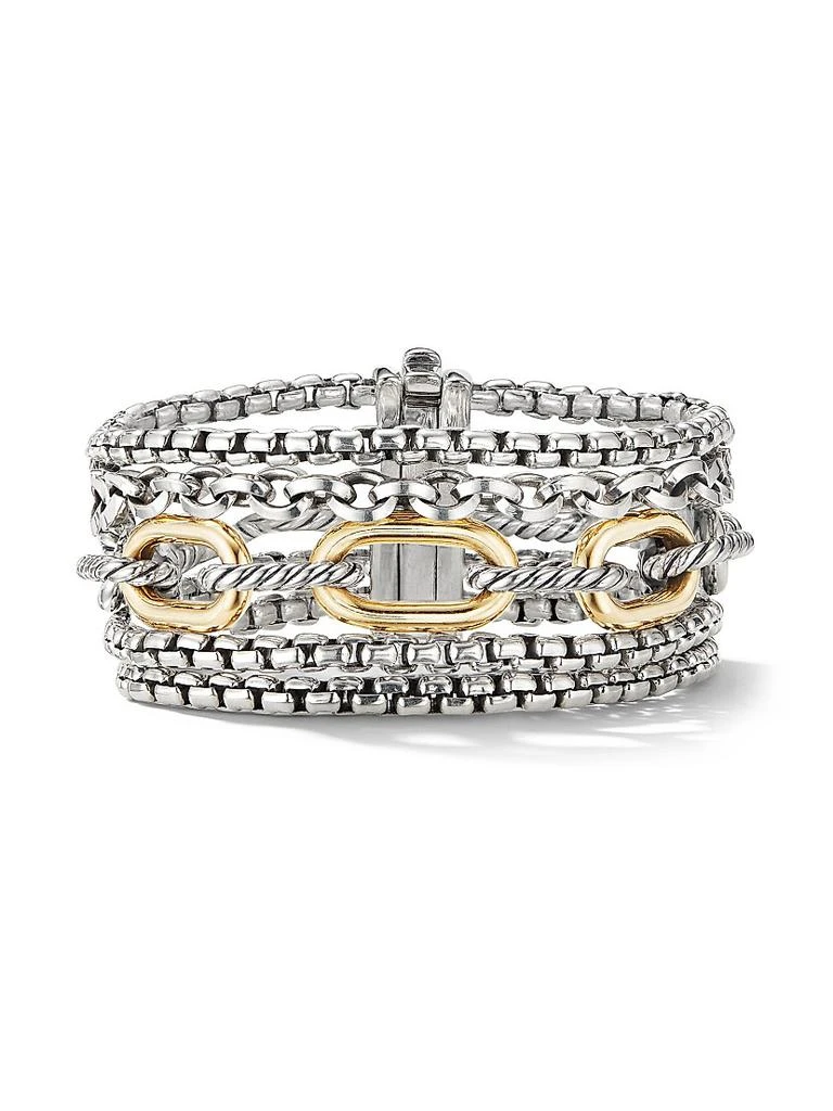 David Yurman Multi Row Chain Bracelet with 18K Yellow Gold