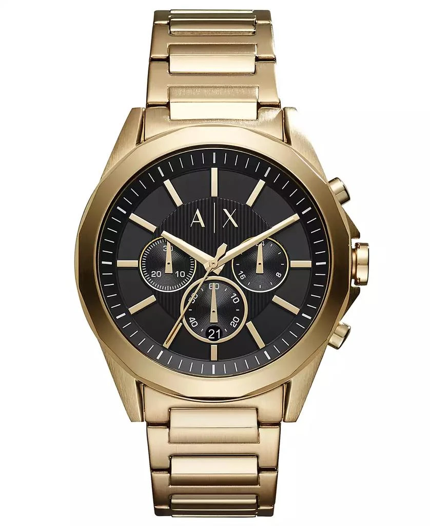Armani Exchange Men's Chronograph  Gold-Tone Stainless Steel Bracelet Watch 44mm 1