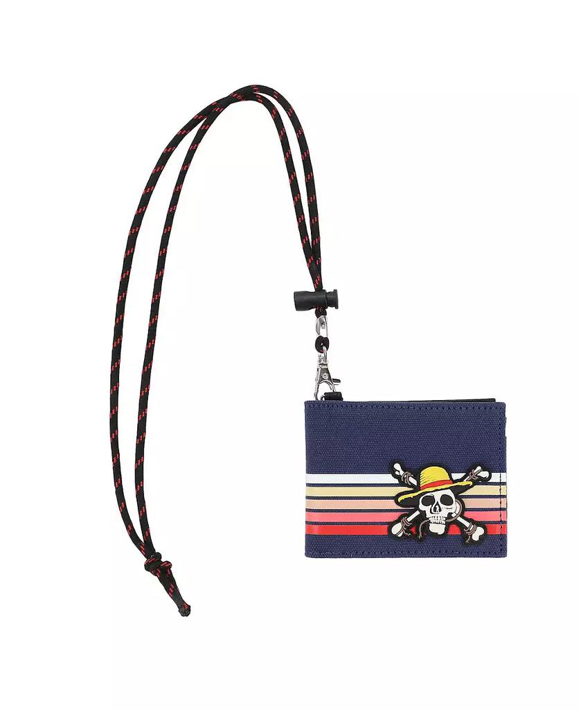 ONE PIECE Men's Live Action Straw Hat Skull & Crossbones Navy Bifold Wallet