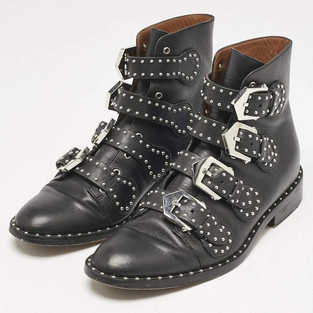Givenchy Givenchy Black Leather Studded Buckle Detail Ankle Boots Size 37 2