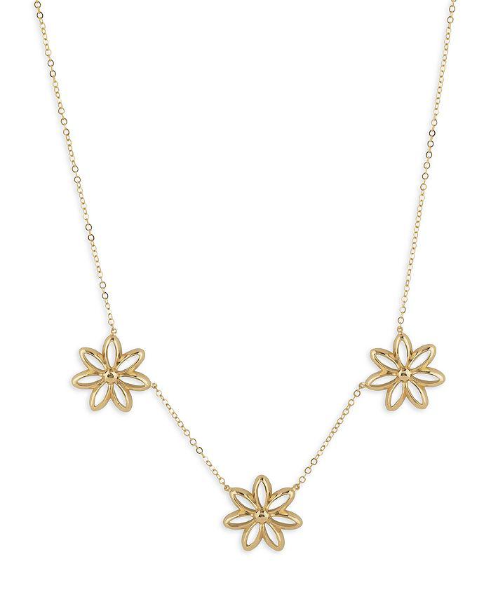 Moon & Meadow 14K Yellow Gold Triple Flower Statement Necklace, 18-19"