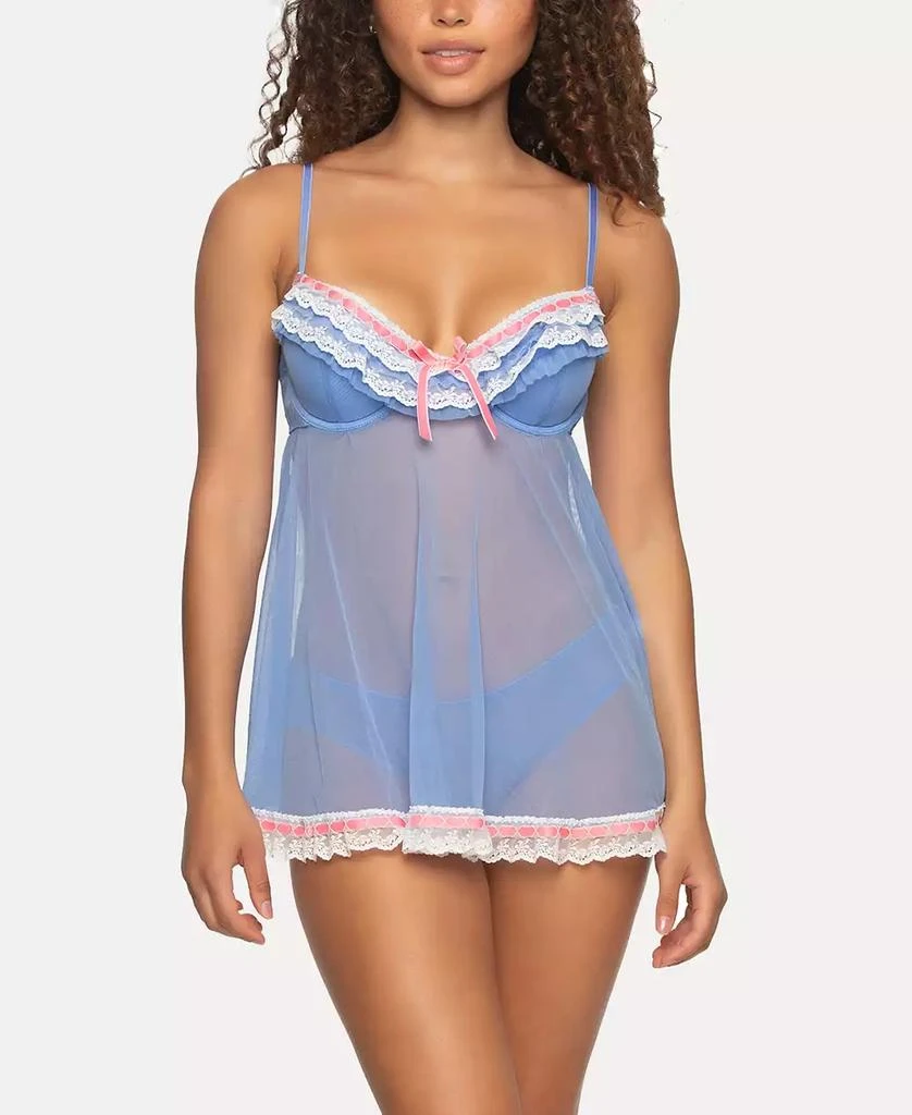Jezebel Women's Ruffles Galore Babydoll 2 Piece Lingerie Set 3