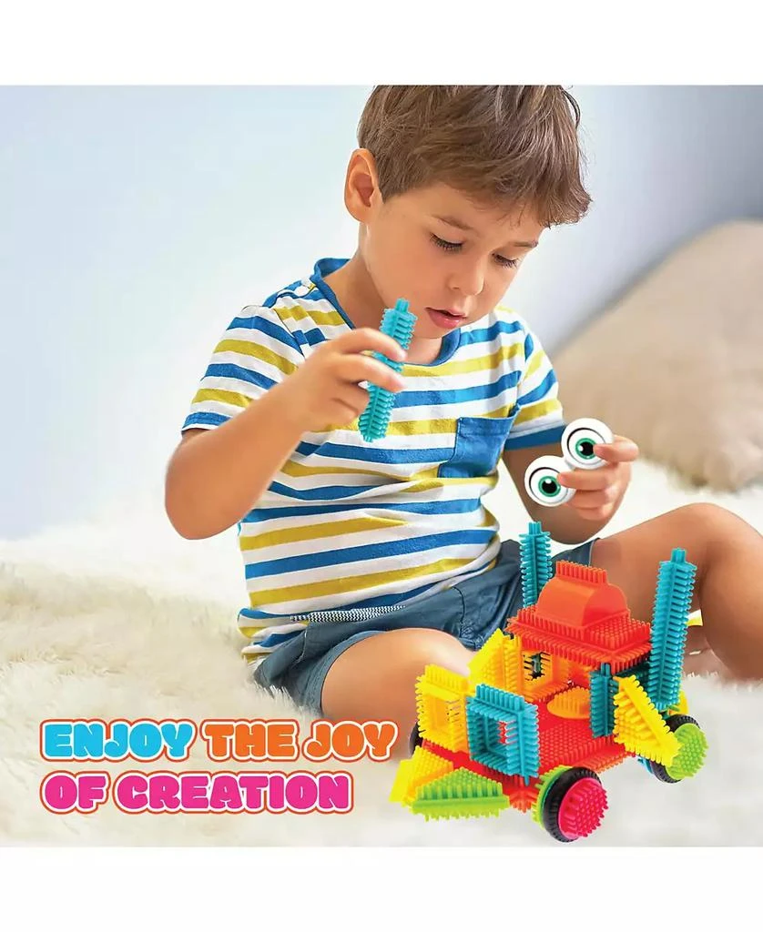 Contixo Stem Building Toys, 244 Pcs Bristle Shape 3d Tiles Building Set Construction Learning Stacking For Boys 
Girls, Creative Educational Sensory Play Blocks Kit For Kids At Ages 3-8 3