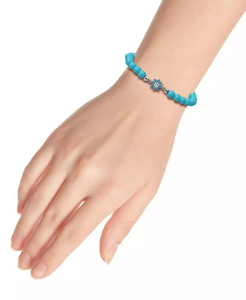 Giani Bernini Howlite Chrysocolla 
Enamel Flower Bead Stretch Bracelet in 18k Gold-Plated Sterling Silver, Created for Macy
s 2