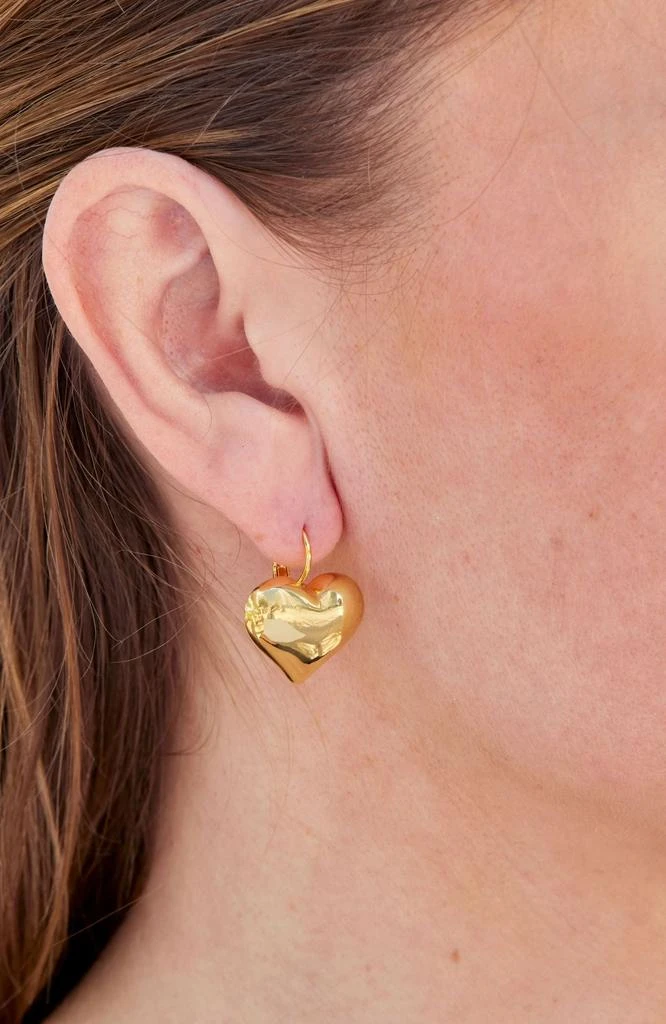 Savvy Cie Jewels 18K GOLD PLATED PUFFY HEART DROP EARRINGS 2
