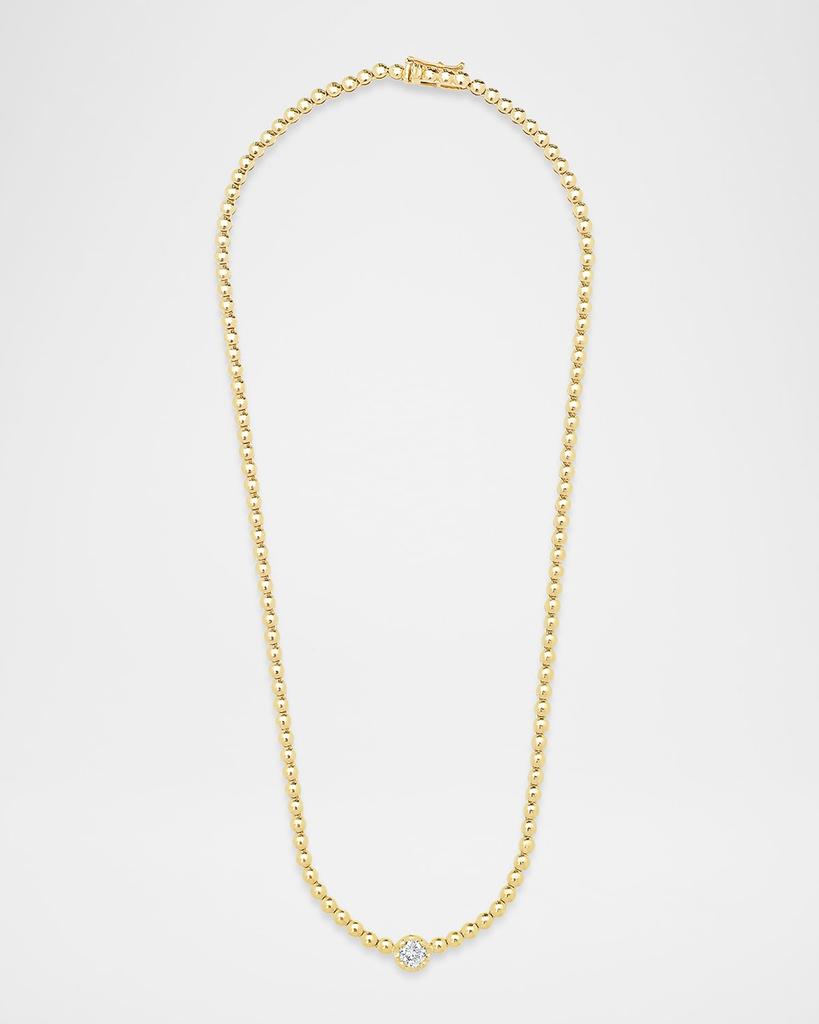 Jennifer Meyer 18K Yellow Gold Mini Bezel Tennis Necklace with Illusion Set Diamond