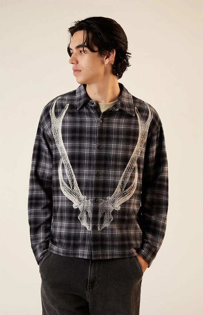 PacSun Gray Graphic Flannel Shirt 1
