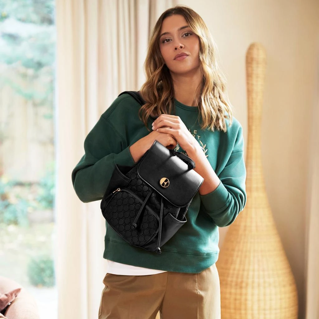 ELLE Compass 10L Vegan Leather Monogram Mini Backpack | Black 2