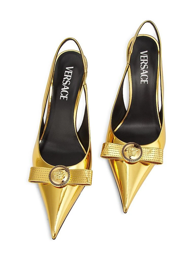 Versace Metallic Leather 85MM Sling-Back Pumps 4