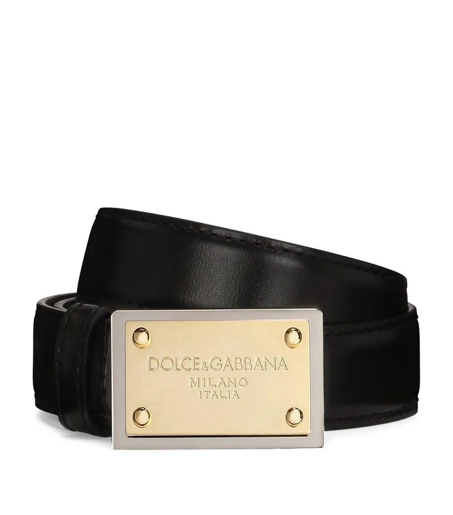 Dolce & Gabbana Thin Leather DG Buckle Belt - Belts 