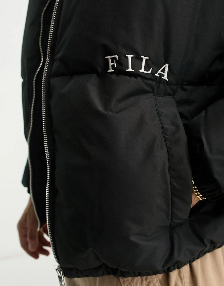 Fila Fila unisex colour blocked puffer with logo in black 4