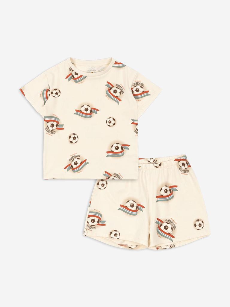 Konges Slojd Boys Kick It Short Set in Ivory