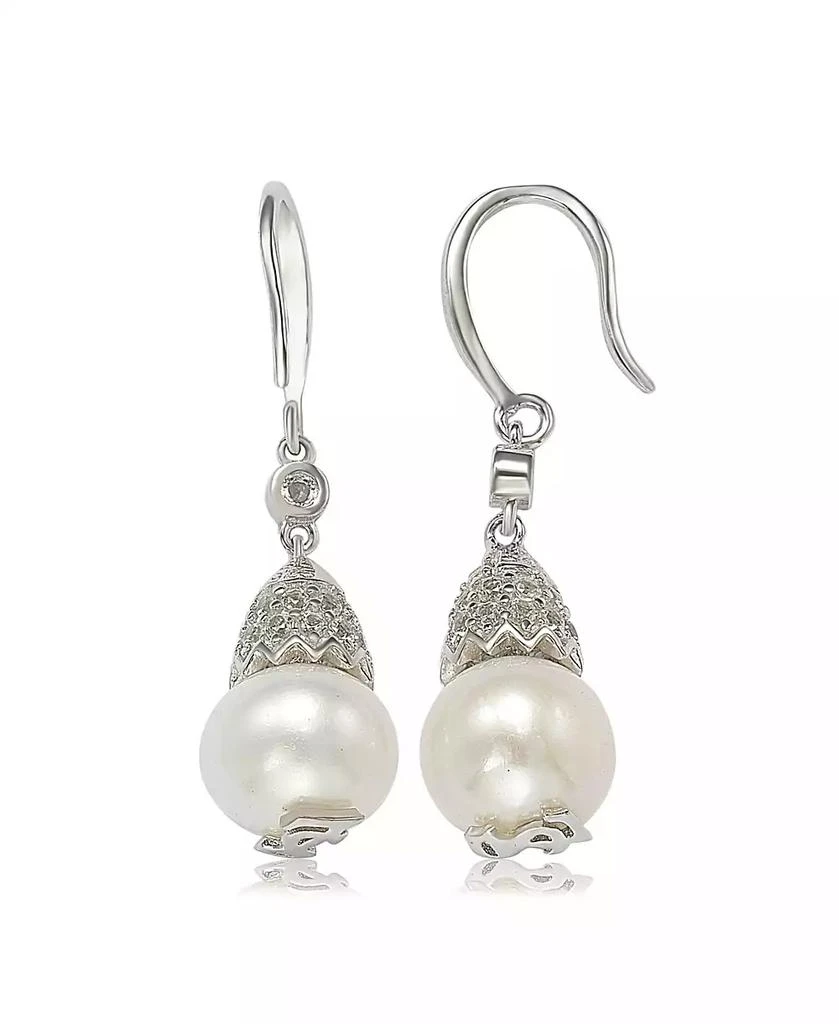 Suzy Levian New York Suzy Levian Sterling Silver Pearl
White Sapphire Hook Earrings