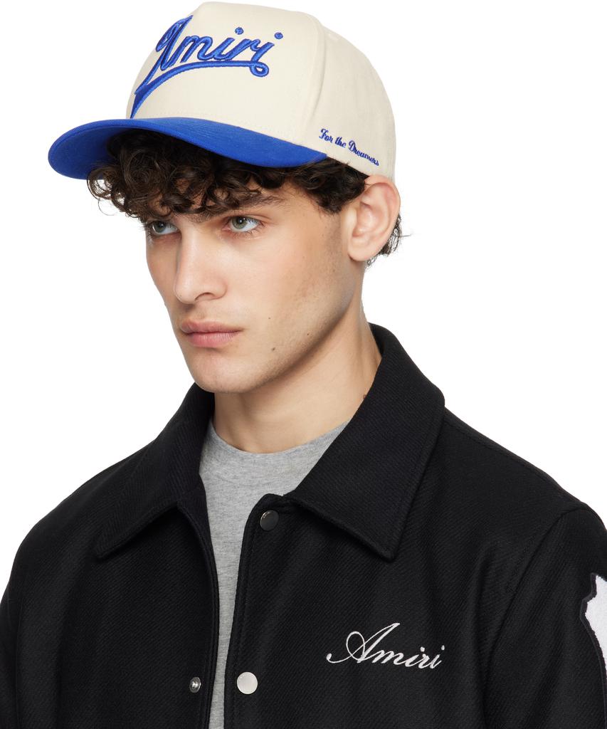 AMIRI Off-White & Navy 'Amiri' Two Tone Canvas Cap - Hats AMIRI Off-White & Navy 'Amiri' Two Tone Canvas Cap - Hats