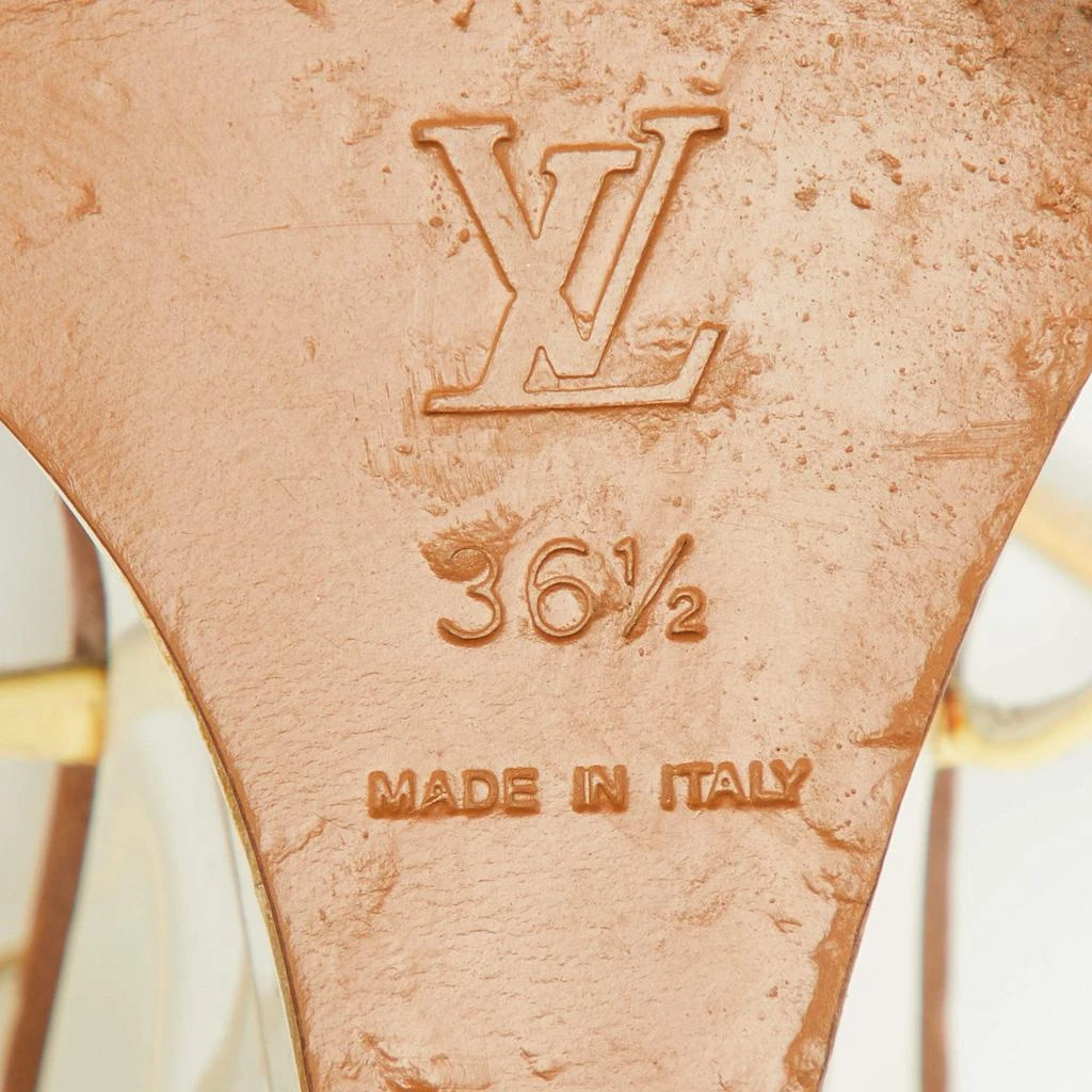 Louis Vuitton Louis Vuitton Cream/Brown Patent Leather Capricieuse Monogram Wedge Sandals Size 36.5 7