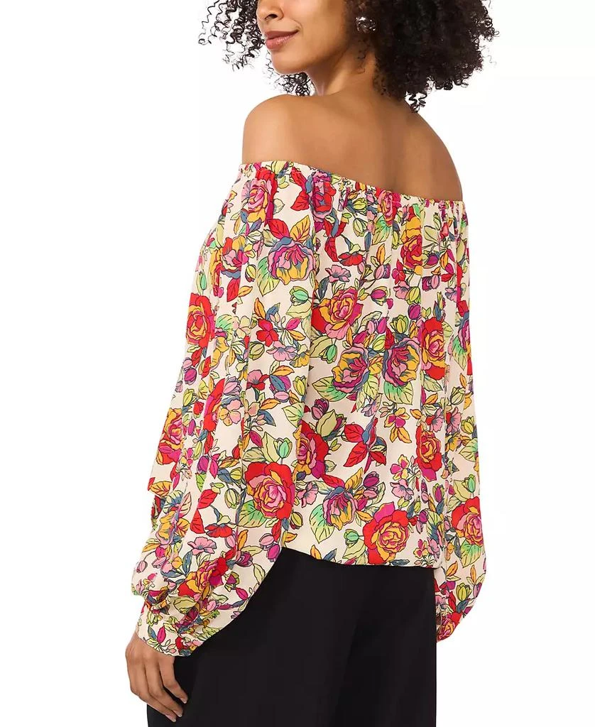 Vince Camuto Women's Floral Off-The-Shoulder Long-Sleeve Tie-Front Blouse 3