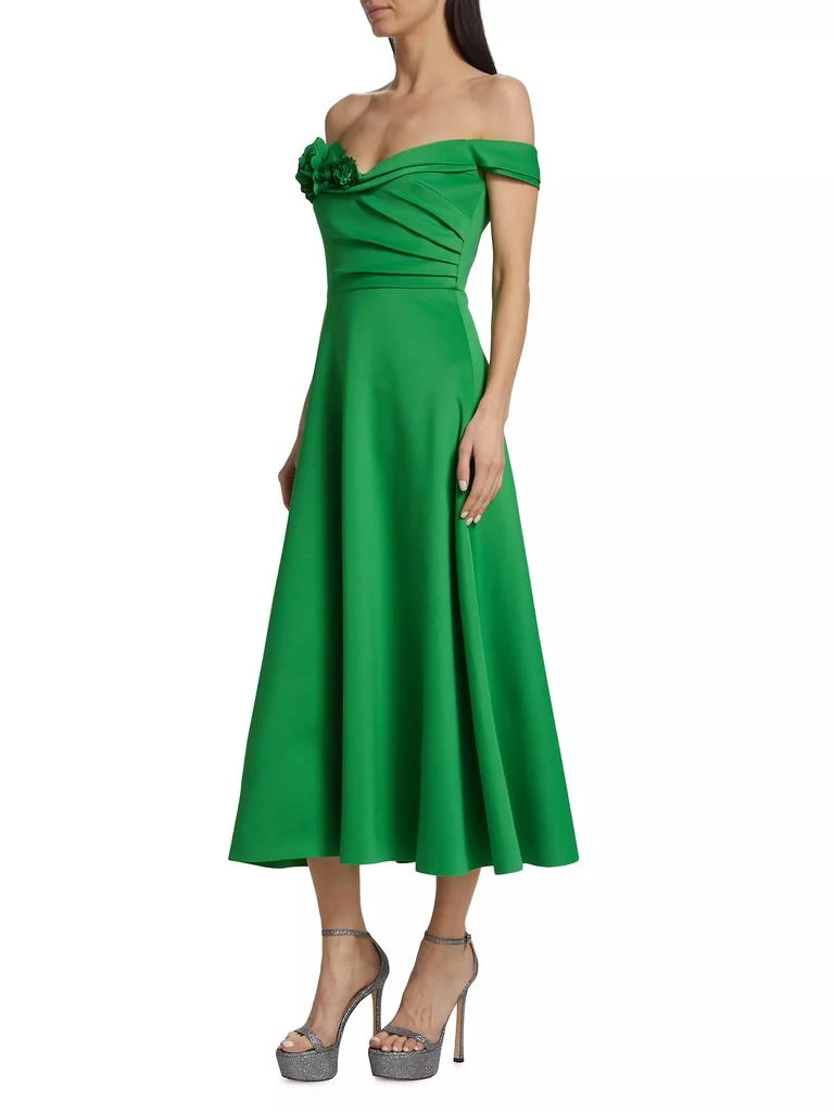 Badgley Mischka Off-the-Shoulder Rosette Midi-Dress 4