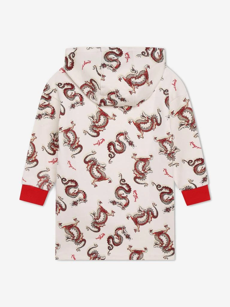 Kenzo KENZO Girls Hooded Dragon Dress in Ivory 3