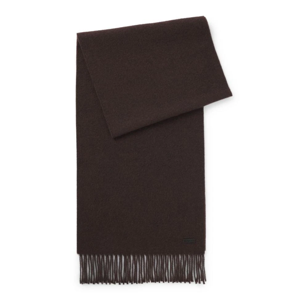 Hugo Boss Wool scarf with faux-leather logo patch