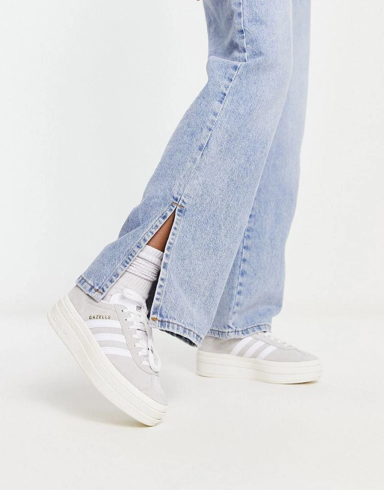 Adidas adidas Originals Gazelle Bold platform trainers in grey and white 1