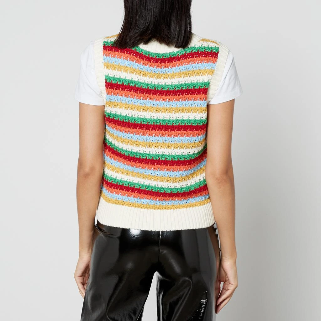 Kitri Winona Striped Crocheted Cotton-Blend Vest 2