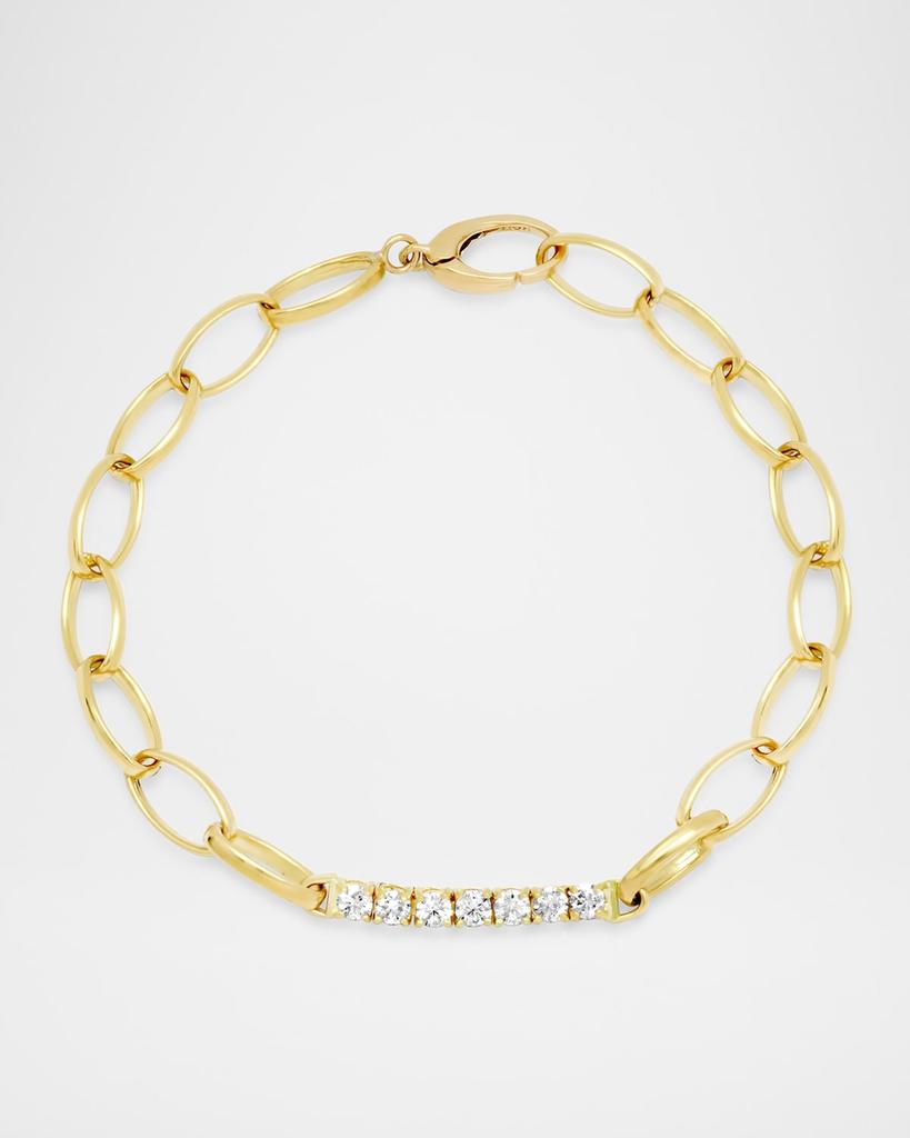 Jennifer Meyer 18K Yellow Gold Medium Edith and 4 Prong Diamond Bracelet