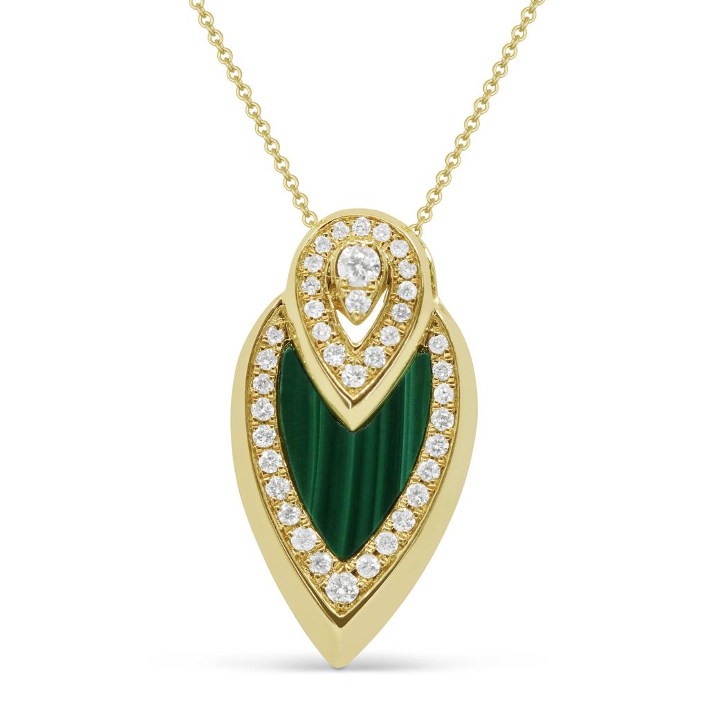 SSELECTS 0.84Ct Malachite 16"pendant Necklace In 14K Yellow Gold