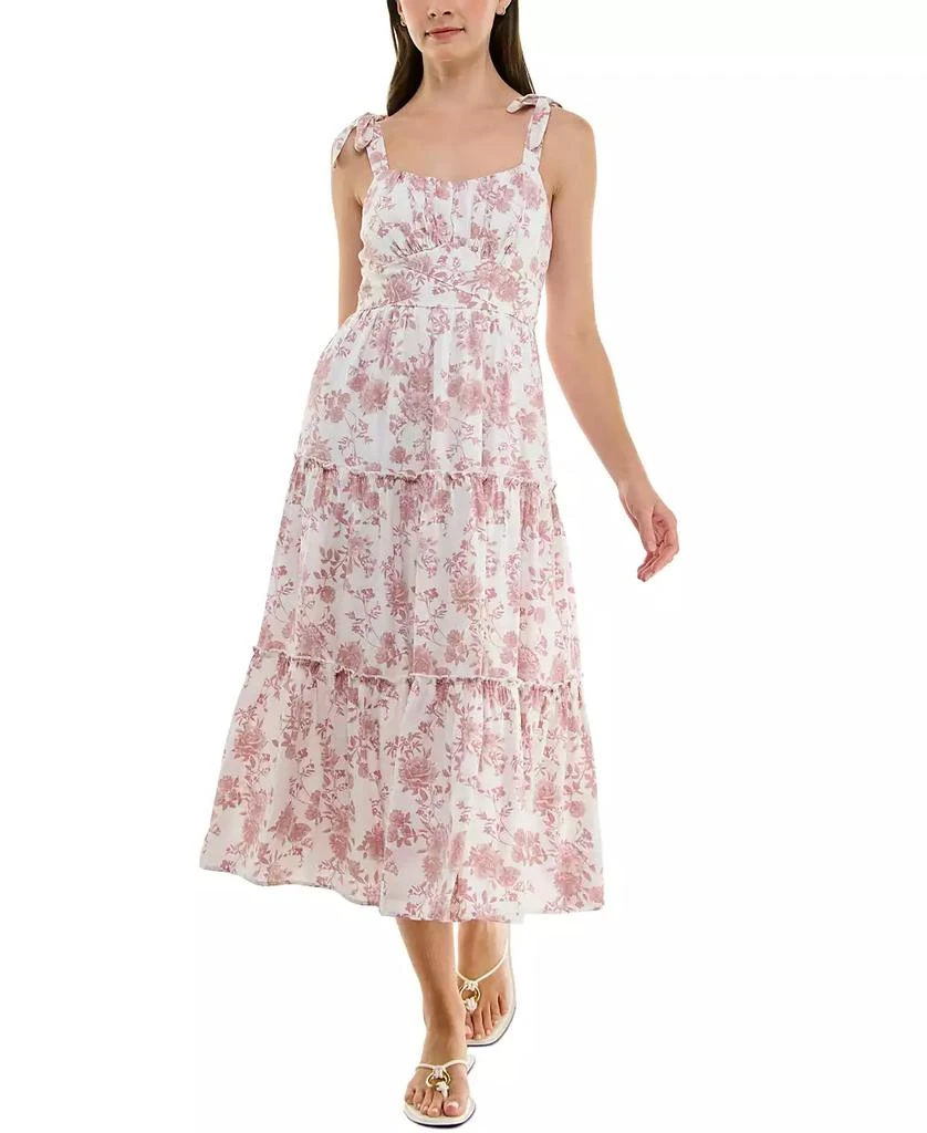 Trixxi Juniors' Ruched Sleeveless Fit & Flare Midi Dress 1