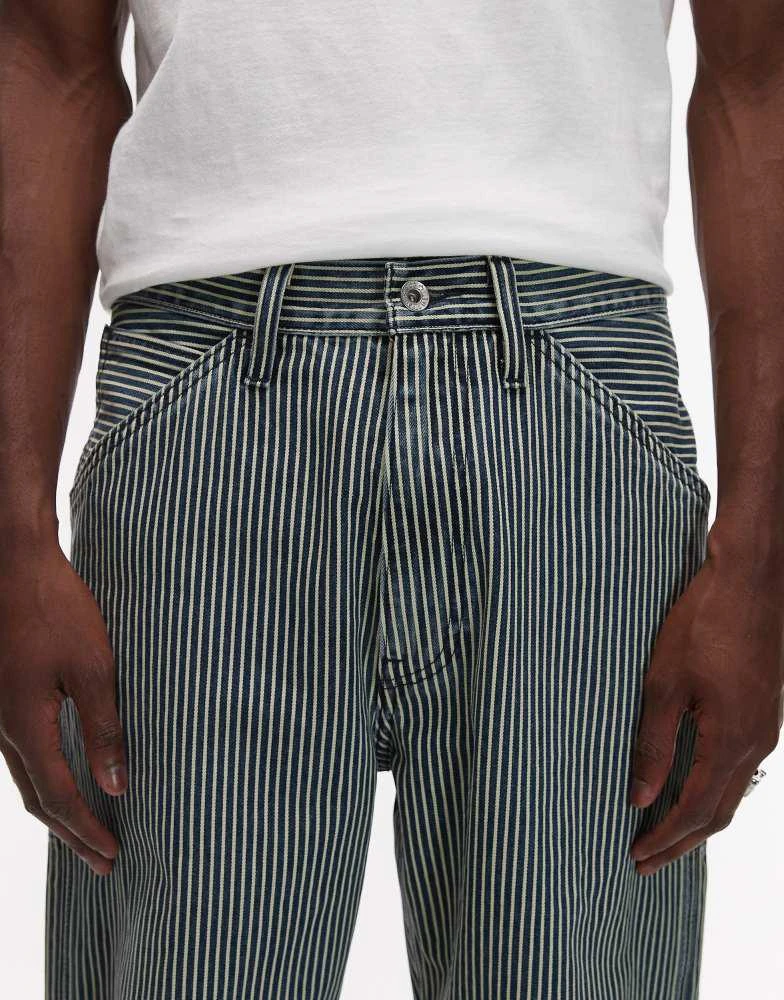 Levi's Levi's Workwear capsule 568 loose straight railroad stripe carpenter jeans in mid blue 5