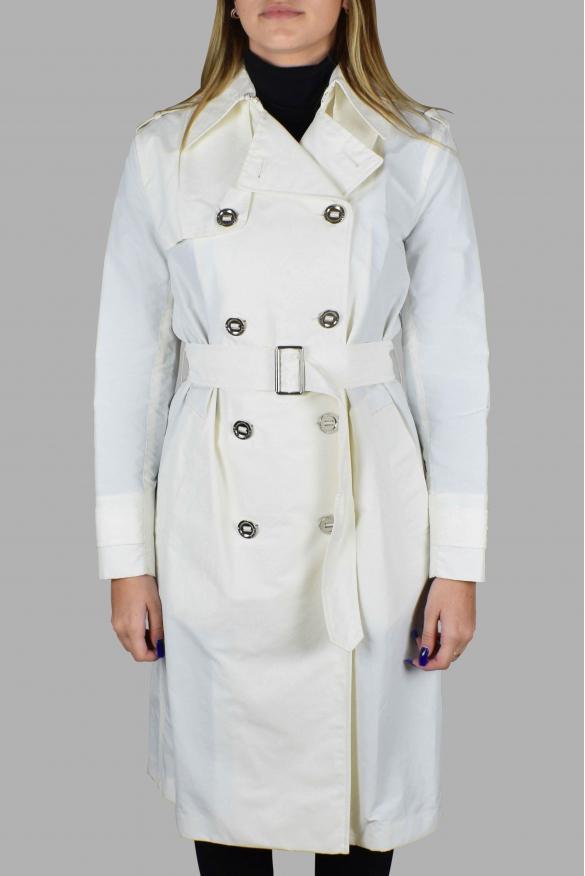 RALPH LAUREN Women's luxury coat ralph lauren white trench coat with silver buttons