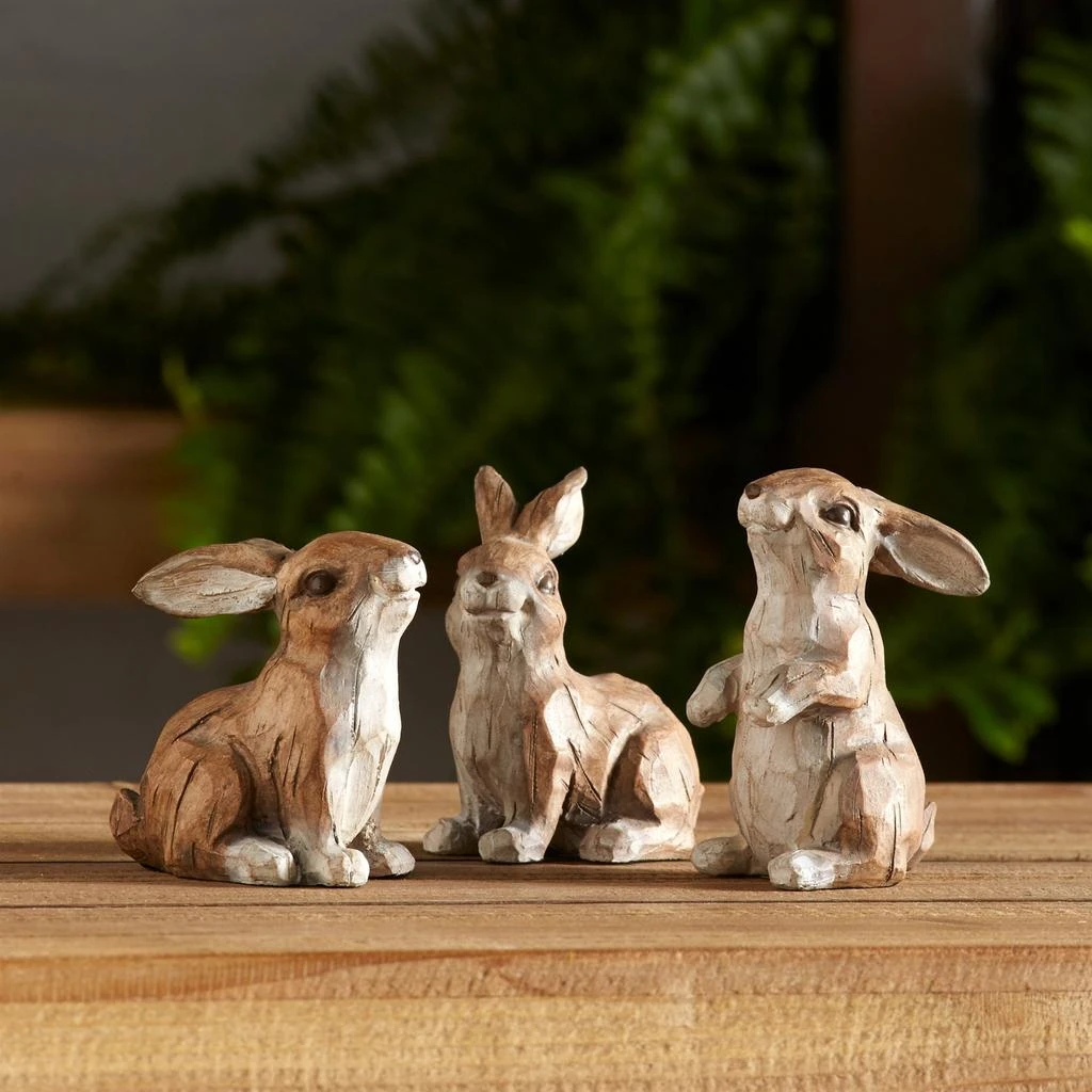 Hivvago Carved Stone Garden Rabbit Figurine (Set of 6) 2
