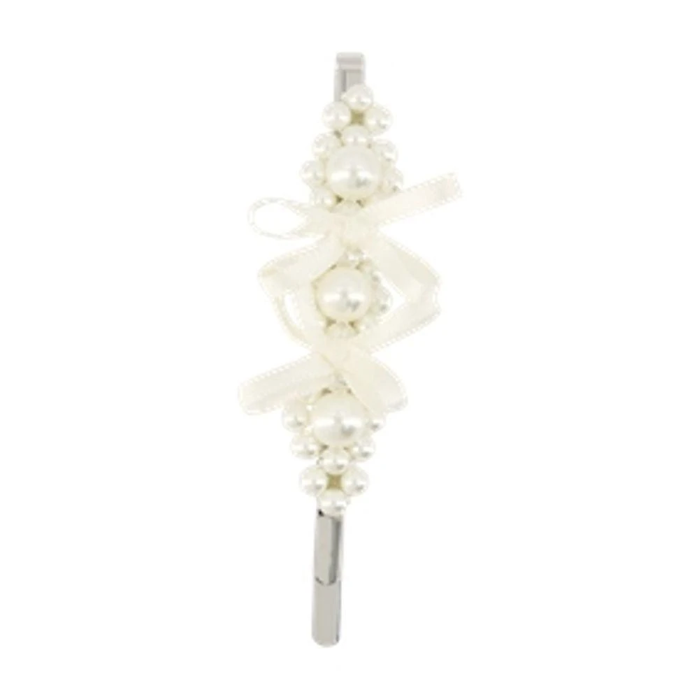 Simone Rocha Petite Bow Hair Clip With Faux Pearls