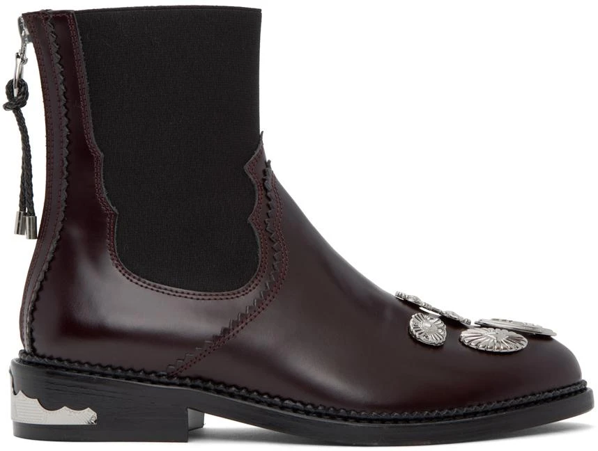 Toga Pulla Burgundy Embellished Boots 1