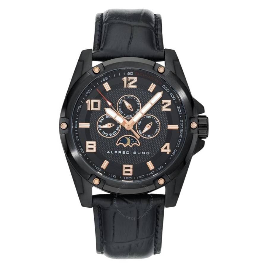 Alfred Sung Astral Quartz Moon Phase Black Dial Men's Watch AS1900BL-1A